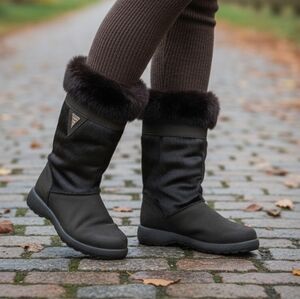 Sorel Totem Black Calf Hair and Suede Leather Winter Boots